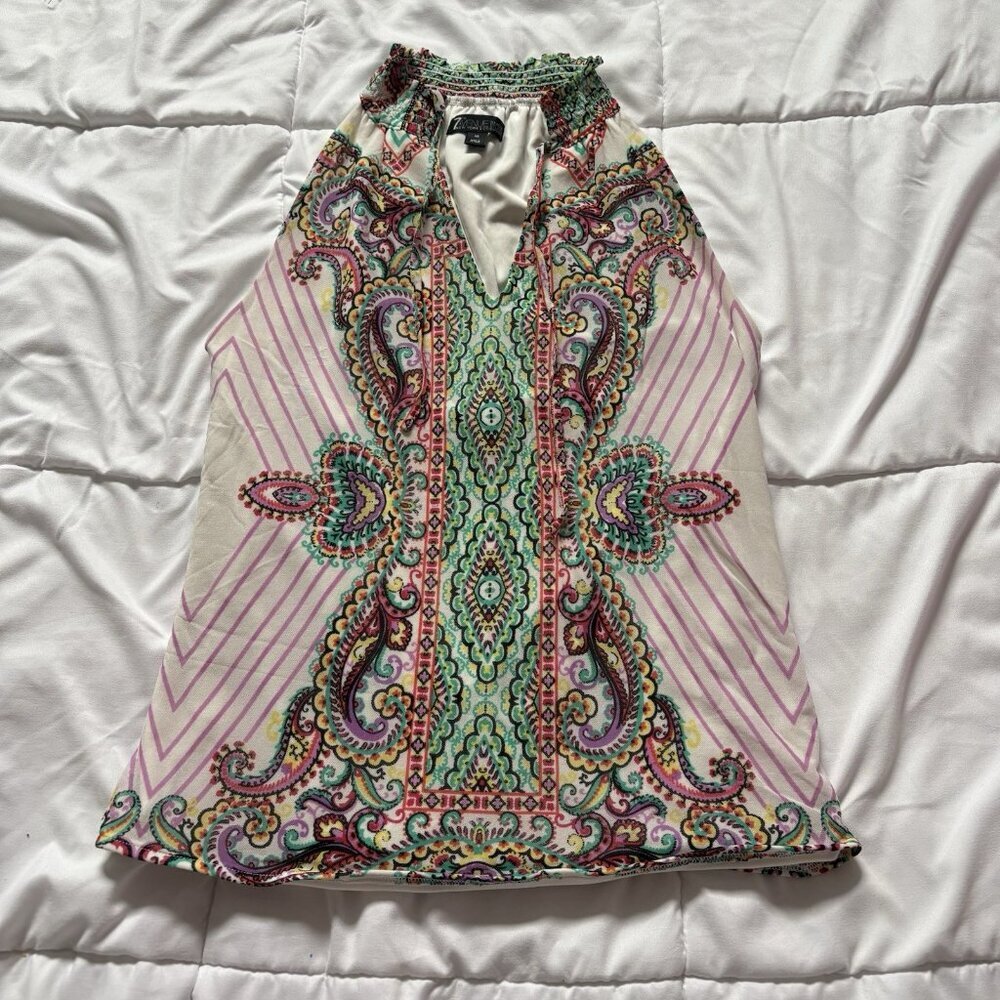 7th Avenue Womens Size XS Purple Tank Top Paisley Blouse Peasant Cottagecore Y2K